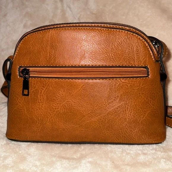 Sam & Hadley Intricate Floral Embroidered Tan Leather Boho Crossbody ShoulderBag - Picture 5 of 11